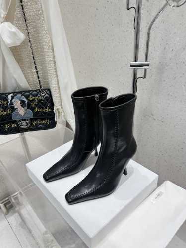 TheRow 秋冬新款方头缝线侧拉链细跟短靴裸靴 跟高7.5cm 筒高 cm 小羊皮面料 内里绵羊里 原版真皮大底 码数：35-39码 34 40定做