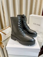 橙子出厂价 Celine 赛琳 秋冬新款厚底短靴 系带马丁靴机车靴 颜色：黑色、棕色 码数：35-40
