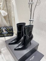 短靴 长靴 高版本Saint Laurent｜圣罗兰YSL 新款尖头高跟短靴 长靴 开边珠牛皮面料 牛皮内里 垫脚 大底:意大利牛真皮大底 跟高：9cm 码数: