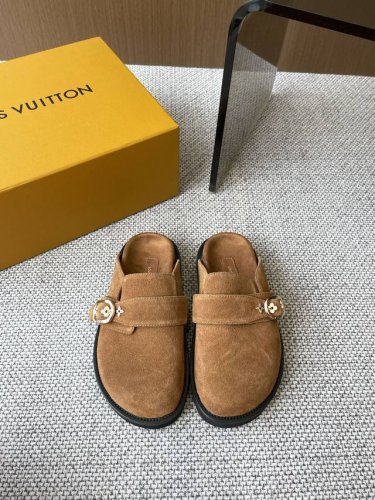 Louis Vuitton 路易威登 水台拖鞋 半包拖 L家25Ss新款勃肯毛拖鞋 新品 经典Monogram 大底发泡材质 加厚底台舒适度满分增高效果满分 内