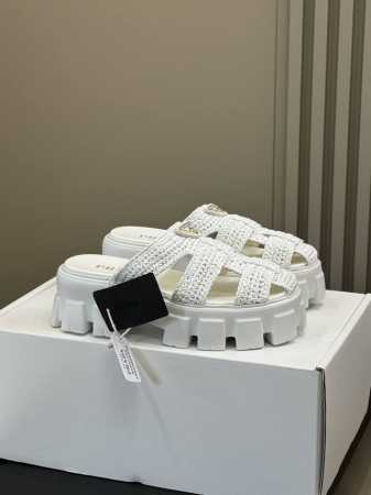 prada Ss25 New Arrival～ P家拉菲草厚底拖鞋 夏季跟拉菲草很搭啊，穿着舒适柔软透气，质感慵懒惬意，超Nice的 Size 35-41 - 点击图像关闭