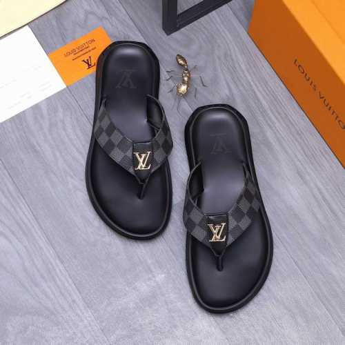 商品商标：Louis Vuitton 路易威登 人字拖鞋 正码码数: 38-44 45.46定做不退换 商品材料：精选格纹牛皮鞋面 仿皮内里 原版大底