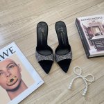 橙子出厂价 Giusppe Zanotti 2025早春新款 Gz水钻尖头高跟拖 鱼嘴凉鞋 细跟半拖 材质：定制手工水钻鞋面 跟高：7Cm、9Cm 码数：34-