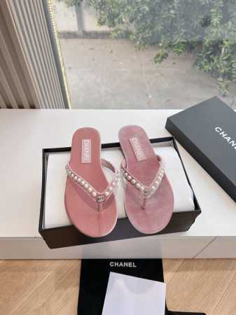 G021所见即所得顶级品质CHANE*25s小香奈儿坡夹脚珍珠凉鞋拖鞋材质：原版布面内里：原版材质大底：原版鞋底码数:35-39 40 定制不退不换 - 点击图像关闭