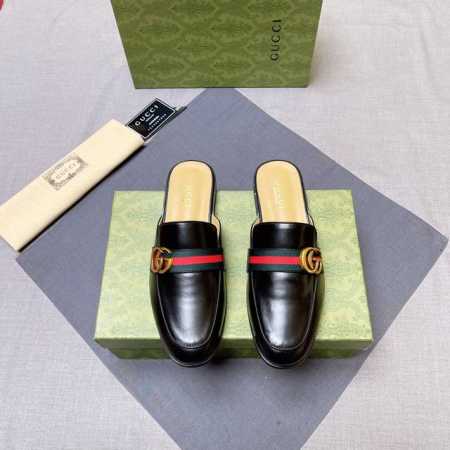 调工厂价 男装男鞋 运动原单 Gucci 古奇 2024四季新款半拖男鞋，面料意大利进口头层磨砂牛皮羊皮内里，原版五金扣 原版组合耐磨大底 实物拍摄 上脚十分舒 - 点击图像关闭