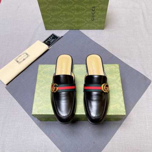 调工厂价 男装男鞋 运动原单 Gucci 古奇 2024四季新款半拖男鞋，面料意大利进口头层磨砂牛皮羊皮内里，原版五金扣 原版组合耐磨大底 实物拍摄 上脚十分舒