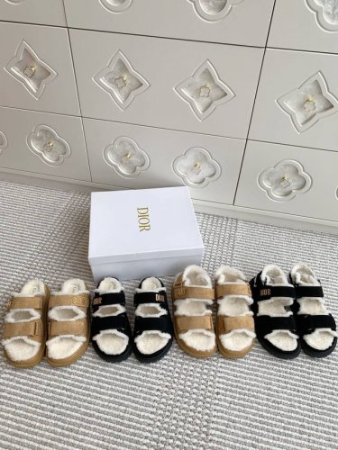 特价300 Dior 厚底 泰迪羊毛凉鞋