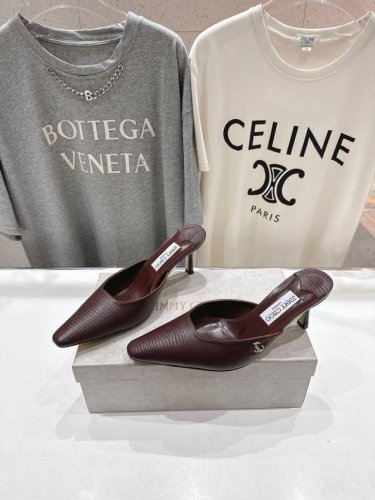高版本出厂 Jimmy Choo*｜Jc 吉米周2025Ss新款简约尖头高跟鞋半包拖鞋 原版套楦，完美的线条，简约大气上脚显气质粗跟舒适百搭，还能拉长双腿显高显