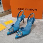 工厂价 Louis Vuitton 路易威登 2024年新款凉鞋 鞋面：真丝 内里：羊皮 鞋底：意大利真皮大底 跟高：7Cm 码数：35-40