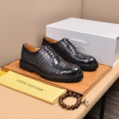 调工厂p价 男装男鞋 运动原单 水染牛里 Louis Vuitton* 高端 路易威登 23年专柜最新款 正装商务皮鞋原版最高品质 进口意大利小牛皮面料牛皮内里