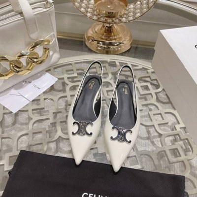 出厂： Celin琳赛琳凉鞋女金属扣后空包头跟鞋性感气质尖头单鞋干净利落，增高显腿细，无论是单穿还是搭配阔腿裤，高街又复古一起来做Celine女孩 码数：34-