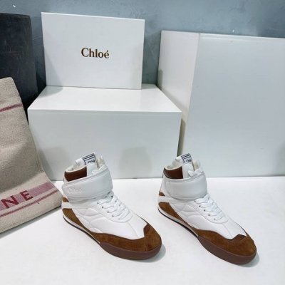 高品质高帮皮面 ！顶级品质Chloe 克洛伊 蔻依 25春夏新款德训鞋休闲鞋板鞋！低帮、高帮系列！ 原版鞋底，全手工穿线，所有的位置刚刚好 ，网红爆款，顶级休闲