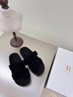 黑色 高丝光牛反绒皮 套趾拖鞋 精致做工 极简风 The Row 经典 手工制作 高版本入 卡其色 原版 高丝光牛反绒皮 原生态 工艺 对版 明星同款 时尚感满
