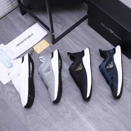 商品商标：Armani 阿玛尼 休闲鞋 正码码数 39-44 商品材料：精选牛皮拼接鞋面 透气网内里 橡胶大底 - 点击图像关闭