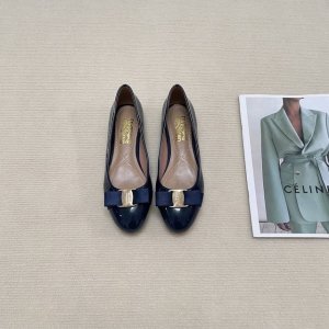 橙子出厂价p ferragamo 菲拉格慕 经典蝴蝶结 圆头玛丽珍鞋 平底鞋 粗跟单鞋 高跟鞋 跟高 平底 4Cm 7Cm 码数 34-42