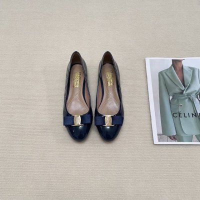 橙子出厂价p ferragamo 菲拉格慕 经典蝴蝶结 圆头玛丽珍鞋 平底鞋 粗跟单鞋 高跟鞋 跟高 平底 4Cm 7Cm 码数 34-42