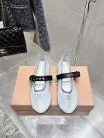出厂 Miu Miu 镂空编织芭蕾鞋单鞋缪缪女士一字带装饰网纱面芭蕾舞平底鞋 Miu Mi*2025春夏芭蕾网纱平底玛丽珍乐福鞋平底Zp开发 原版秒杀市面版本