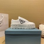 橙子出厂价p prada 普拉达 春夏新款 增高厚底饼干鞋 系带帆布鞋 材质 进口帆布 跟高 4Cm 码数 34-42