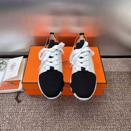 工厂价 爱马仕 Hermes 2024春夏经典情侣款 Flex 休闲系带运动鞋 H家编织bolduc细节厚底拼色一脚蹬毛线袜子跑鞋 材质：进口环保梭织羊毛面料 - 点击图像关闭