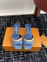 代购级360 Louis Vuitton 联名 Murakami 25Ss New Arrival～ L家24春夏单宁猫跟 平底 拖鞋 刚刚好的小猫跟，性感舒适