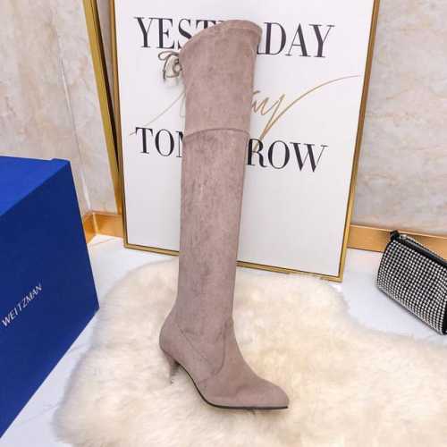 STUART WEITZMAN SW高版本八个跟高有绒里 经典后系带麂绒弹力靴长靴系列、刘涛、小辣椒 、杨幂、唐嫣。等众多明星网红同款！ 材质细节 整只鞋都采用