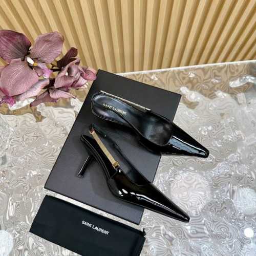 代购级别YSL 圣罗兰 SS2024夏季新品 走秀款高跟凉鞋 2024全新春夏系列后带方扣高跟凉鞋 ！ 尖头高跟拖鞋淡淡的夏日里怎么少得了一双仙女鞋 各种小裙子