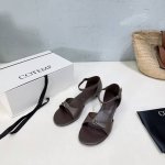 高品质出厂凉鞋380 Cotem 春夏夏款Bahati 手工搭扣牛皮小猫跟凉鞋一字带扣露趾鞋细带高跟拖鞋 优雅的线条 搭配圆头设计 尽显摩登女性魅力 每处细节都