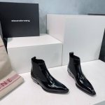 高品质出厂 ！顶级品质Alexander Wang亚历山大王 24ss 秋冬新款金属跟粗跟短靴简易裸靴！ 恰到好处的高跟，搭配最潮头型女王的绝佳搭配！ 金属粗跟