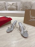 顶级版 原版盒 Christian Louboutin 2025S原版做货重工Cljust Queen水晶高跟拖鞋 材质：进口Pvc+克里奥水钻 内里：粒面珠光