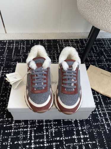 代购级 Brunello Cucinelli 24ss最新 Bc 系带 羊毛休闲鞋 鞋面进口麂皮 进口牛皮 内里进口羊毛 0.5mm圆形冲孔设计 透气不闷脚 独