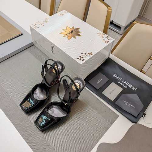 SAINT LAURENT ” SYL圣罗兰 顶级版本25SS众明星网红追捧的坡跟斜高跟，方头绑带小鱼嘴凉鞋。SYL 2025官方VIP 贵宾版金花磁铁盒 认清
