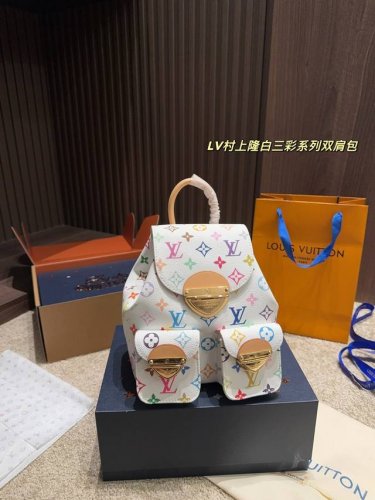 全套包装尺寸20.23 Lv村上隆白三彩系列双肩包