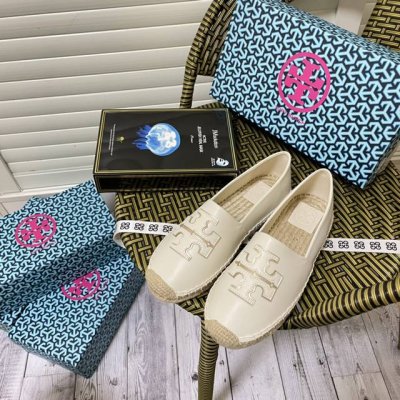 橙子出厂价p tory Burch 夏季新款 Tb草编渔夫鞋 一脚蹬乐福鞋 码数 35-41