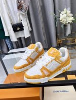 橙子出厂价p louis Vuitton 路易威登 Lv Trainer 情侣款运动鞋板鞋 休闲复古篮球鞋 米兰展走秀爆款 原版1 1开发复刻顶级鞋面进口丝绸牛