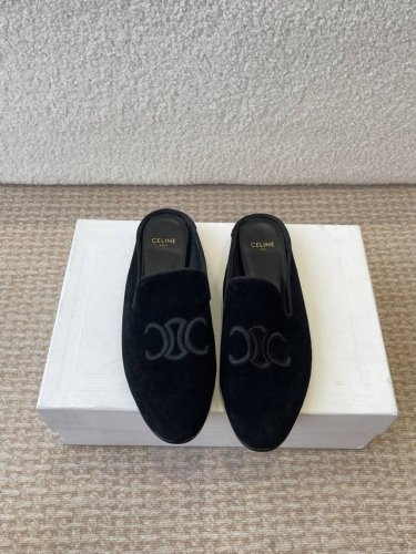 Celine 赛琳 凯旋门 25Ss 春夏新款 半拖 压印Celine标志彰显品牌魅力 面料 原版牛反绒 牛仔布 灯芯绒 内里 羊皮 大底 意大利真皮大底注塑