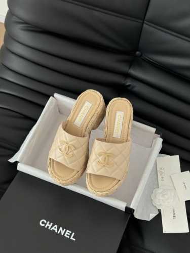Chanel 25P新款双C编织拖鞋 新编织面料 编织鞋面 内里羊皮 原版大底 Size:35-39 其他码数定做