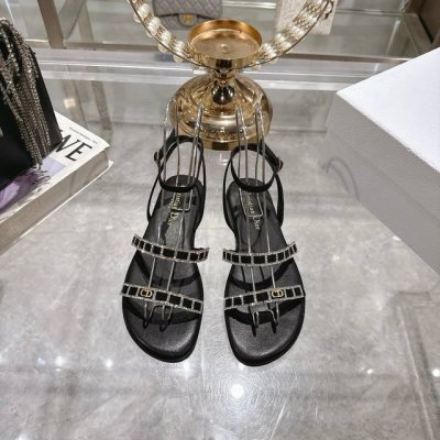 出厂 迪奥 Dior 25Ss 夏季新款 新元素 Dior 春夏新款 钻扣 平底 粗跟 圆头 凉鞋女鞋 圆柱跟凉鞋 圆头粗跟果冻色露趾圆头鞋 市面顶级版本 鞋面