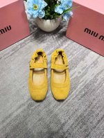 橙子出厂价p miumiu 缪缪 春夏新款 一字带平底鞋 芭蕾舞鞋 平底单鞋 真皮版本 码数 35-40