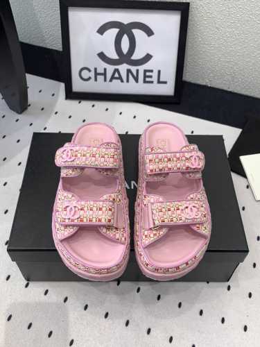 Chanel新款半拖沙滩鞋 高版本出货 上脚舒适超显腿型 夏季出行旅游必备单品 高密度编织鞋面 羊皮垫脚 原版开模大底 Size: 35-39 40 41订做