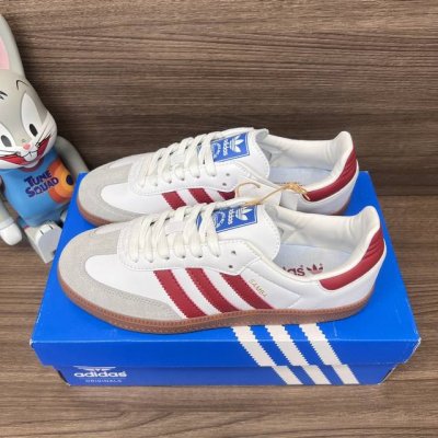 顶级版本Adidas Originals Samba 德训低帮板鞋情侣款 白红 货号: If3813 包装:全套得物配件毒盒配纯棉袜子一副。 码数:36 36.
