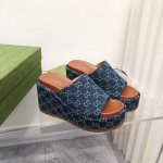 橙子出厂价 GUCCI 古驰 夏季新款 防水台坡跟厚底拖鞋 底厚：前掌7cm、后跟12cm 码数：35-42