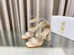 迪奥 Dior Dway 2025春夏最新款高跟电绣拼色罗马凉鞋 CD字母logo五金扣明星同款一圈带鱼嘴露趾珍珠女鞋 材质：原版定制高温水溶电绣科技面料 进口