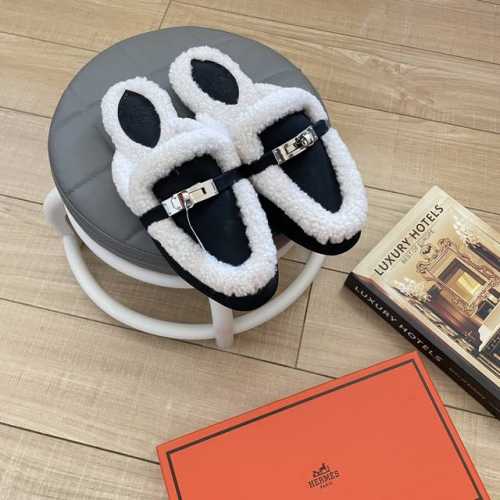 橙子出厂价 黑绒 HERMES 爱马仕 秋冬新款 银扣加绒毛半拖 秋冬新品 明星同款 小红书推荐种草 原版开模 代购版本 进口羊羔毛+小羊皮 垫脚小羊毛 私膜真