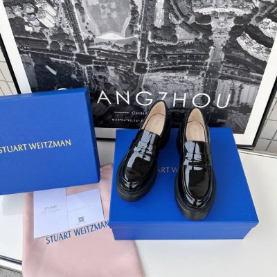 Stuart Weitzman SW SOHO LOAFER 厚底扣带学院风乐福鞋 进口A级小牛漆皮混种羊内里 原版开模发泡大底 码数35-39 34 40订做