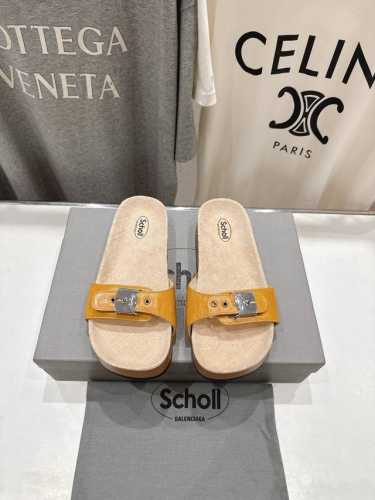 高版本出厂 Scholl & Balenciaga巴黎世家联名款25Ss夏季新款圆头软木平底防滑一字拖鞋 Balenciaga 2025巴黎世家联名Scholl