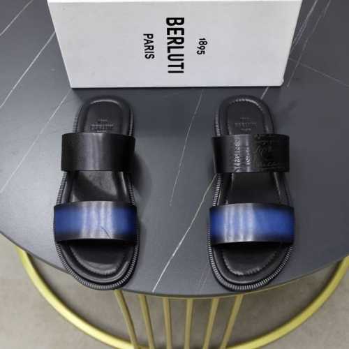 出厂价： Berluti 布鲁提 顶级手工上色牛皮男士拖鞋！ 全手工制作！有装饰的sifnos Scritto图纹皮革拖鞋！官！采用进口皮胚古法上色改色处理 鞋