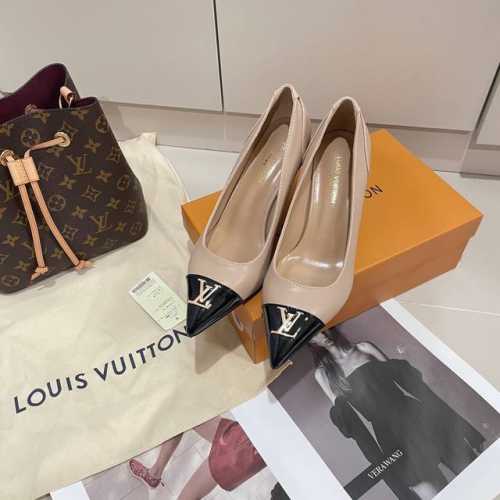 橙子出厂价 Louis Vuitton 路易威登 春夏新款 Lv尖头拼色高跟鞋 细跟单鞋 跟高：8Cm 码数：34-42