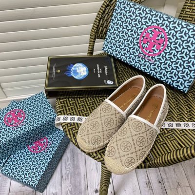 橙子出厂价p tory Burch 夏季新款 Tb草编渔夫鞋 一脚蹬乐福鞋 码数 35-41