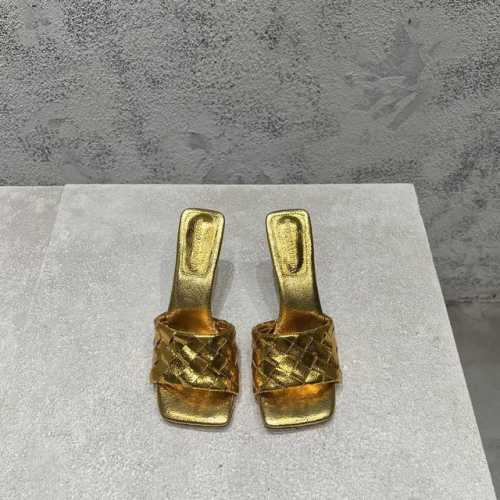 工厂p价p 顶级高端版本 代购品质 原版开发 Bottega Veneta2025Ss新品爆款夏季方头parco高跟穆勒凉拖鞋 Bv新款全真皮小结编织装饰抢手高