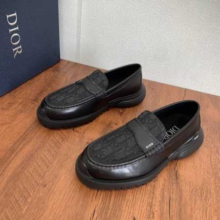 编码：YS003848 迪奥 Dior Combat 乐福鞋 黑色光滑牛皮革和米色和黑色 Oblique 印花面料 2024SS新款出货 搭配米色和黑色 Obl - 点击图像关闭